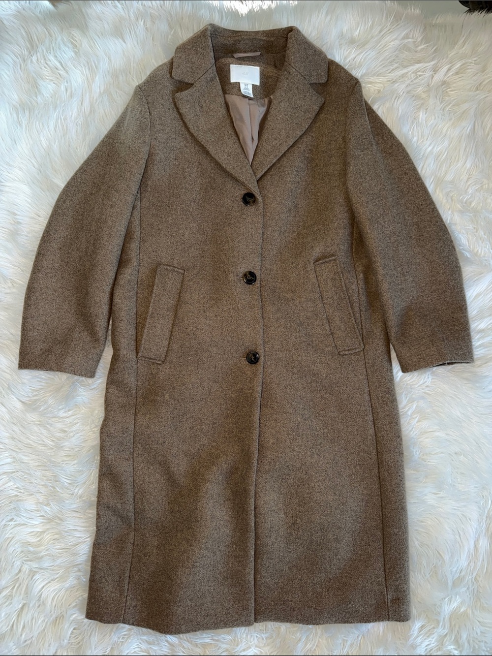 H&M Classic Women's Brown Wool-Blend Long Coat
